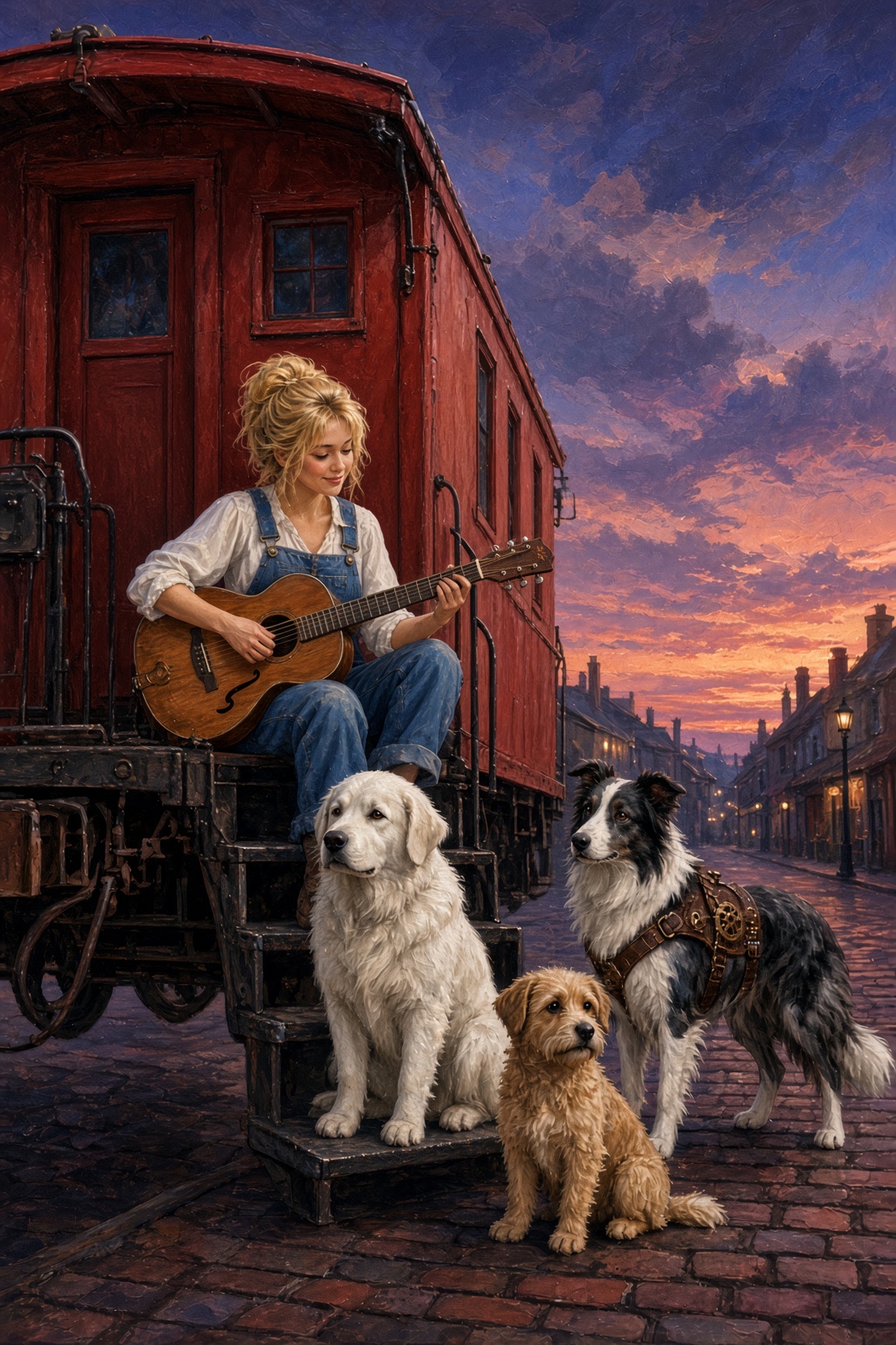 Dolly plays and the wings glow blue