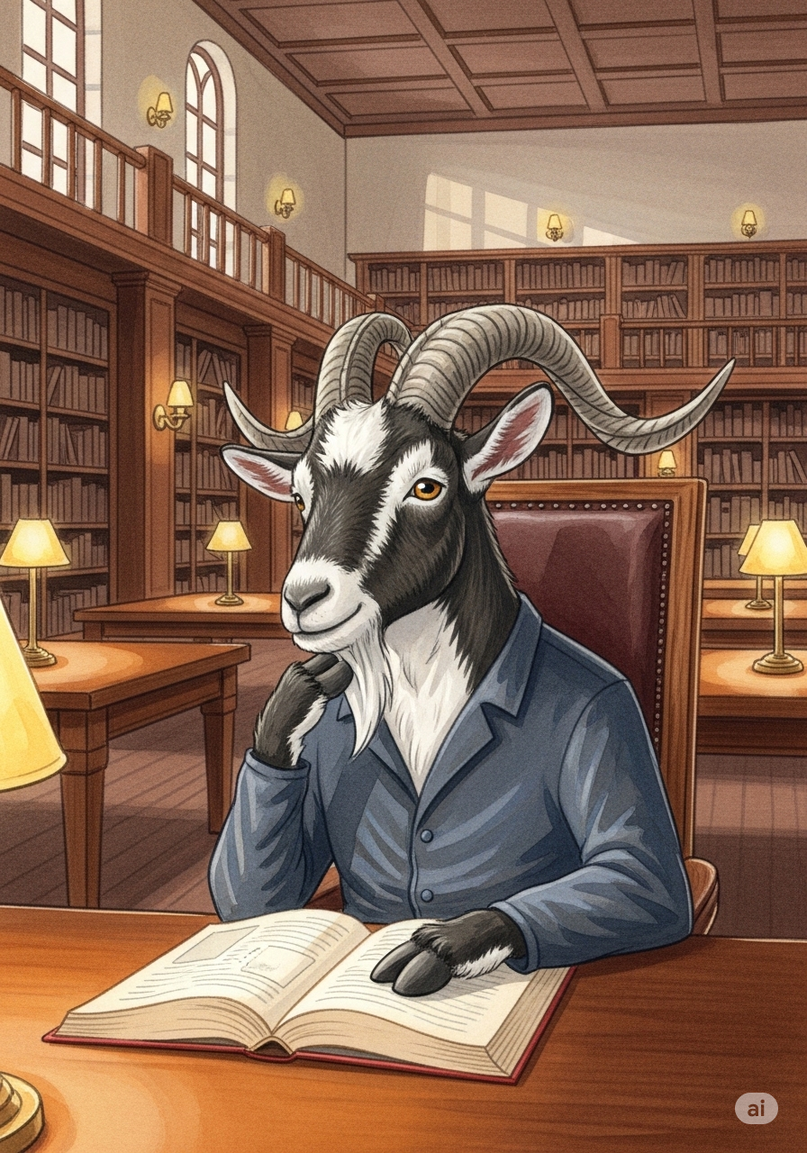 Tucker in the library