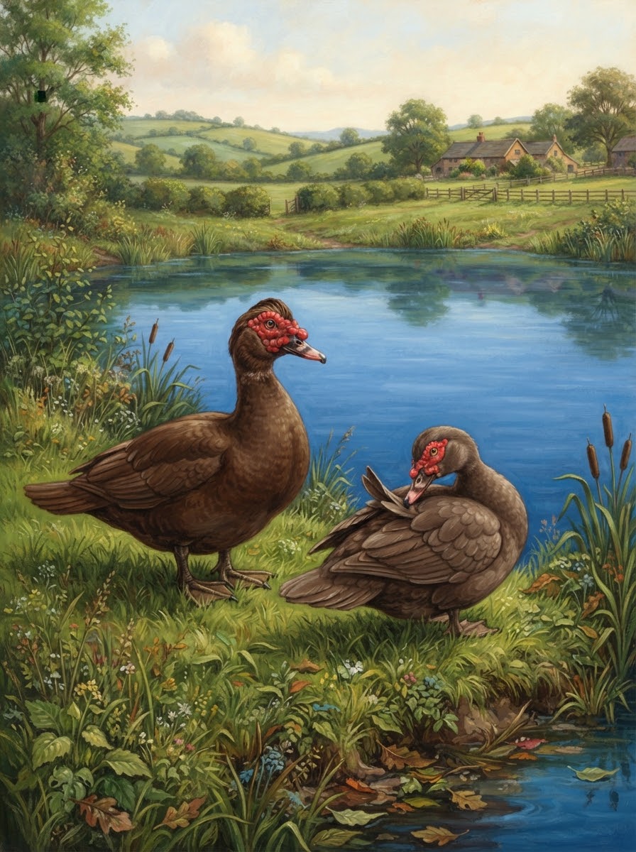 Mr. and Mrs. Brown resting by the willow pond