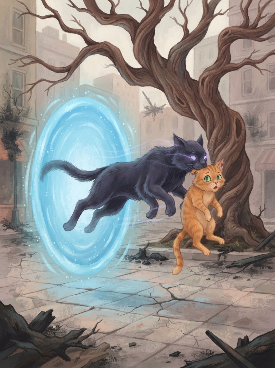The Wampus Cat saving Ocean and jumping into the portal