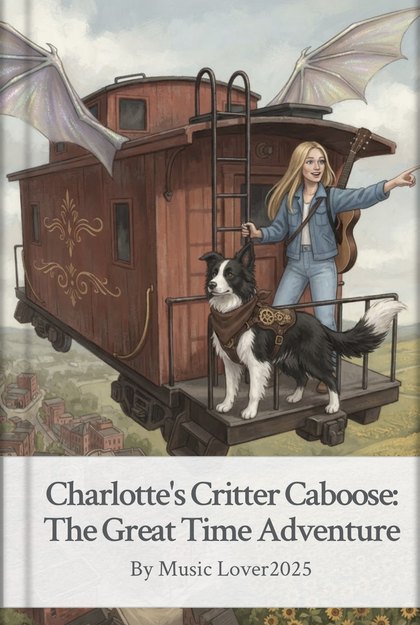 Cover of Charlotte’s Critter Caboose: The Great Time Adventure — Dolly and Charlotte on the winged caboose